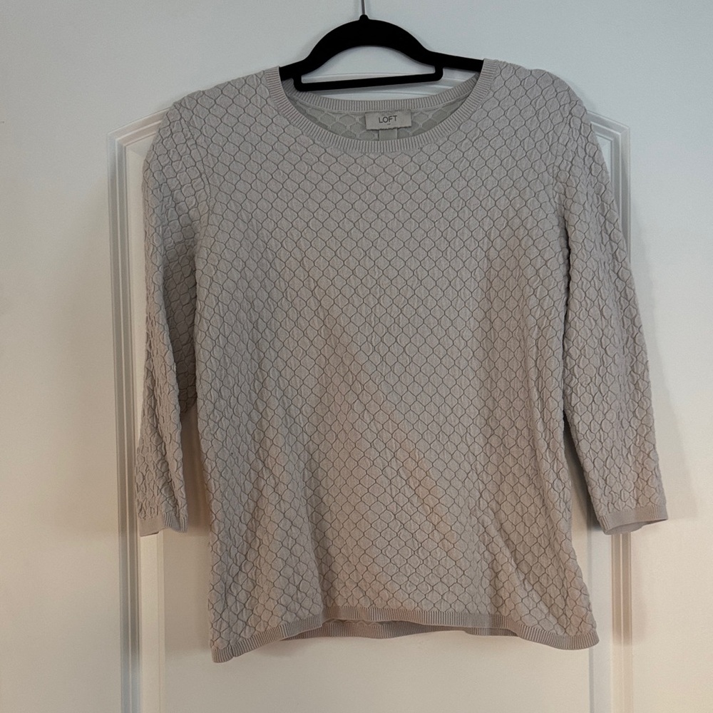 LOFT Cream Textured Knit Top